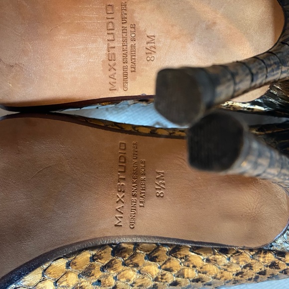 MAX STUDIO  Copper Color Toshi Genuine Snakeskin Heels - Picture 7 of 15